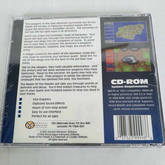 5 for $25| Realm Of The Paladin, Dare To Enter (PC-Dos, CD-Rom, Jewel Case) - Picture 3 of 4